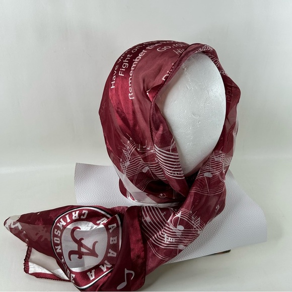 Accessories - Alabama Crimson Tide Silky Scarf Fight Song Music Notes Red White 56" Long